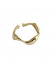 SHANICE 100% 925 srebro otwarty pierścień INS minimalistyczny nieregularny falisty gładki pierścień otwierający bague femme arge