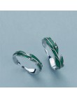 Jedyna pamięć Rainforest babki liście zielone fajne słodkie romantyczne 925 Sterling Silver kobiet Resizable pierścienie otwiera