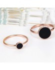 Nowy projekt markowy pierścionek dla kobiet tytanowa stal czarna emalia trzy szerokie różowe złoto kolor uroda Anillos kobiece p