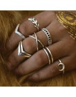 17KM okrągły krzyż z dziurką srebrne złote pierścienie zestaw dla kobiet Twist Leaves Moon Finger Rings 2020 Vintage damska biżu