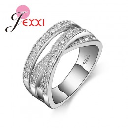 Hot 925 srebro pierścionek krzyż dla kobiet obrączki ślubne moda Cubic cyrkon pierścionek jubileuszowy Bague Femme