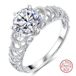 Romantyczny 925 Sterling Silver nieskończoność miłość na zawsze koło okrągły wyczyść CZ Ring Finger dla kobiet biżuteria ślubna 
