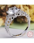 Romantyczny 925 Sterling Silver nieskończoność miłość na zawsze koło okrągły wyczyść CZ Ring Finger dla kobiet biżuteria ślubna 