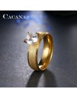 CACANA stalowe pierścienie ze stali nierdzewnej dla kobiet cekiny z CZ spersonalizowana moda biżuteria hurtowych nr R12