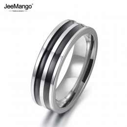 JeeMango Trendy biżuteria pierścień prosta konstrukcja Hoop tytanowa stal nierdzewna rocznica pierścienie dla kobiet mężczyzn An