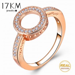 17KM moda kobieta okrągłe pierścienie dla kobiet kochanka biżuteria ślubna Party Trendy różowe złoto Sliver kolor pierścień hurt