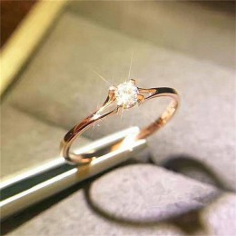 Prosty cyrkonia mały kamień cienki pierścień różowe złoto obrączki dla kobiet biżuteria ślubna panie prezenty Z4