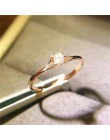 Prosty cyrkonia mały kamień cienki pierścień różowe złoto obrączki dla kobiet biżuteria ślubna panie prezenty Z4