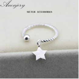 Anenjery 925 srebro pierścionki dla kobiet wisiorek w kształcie gwiazdy otwarcie obrączki anillos mujer anel S-R237