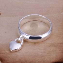 Sprzedaż hurtowa, biżuteria kolor srebrny serce pierścień zabezpieczający Charms moda dla kobiet ślub pierścionek zaręczynowy re