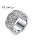 Modyle Fashion całkowicie wyłożone kryształkami duże obrączki dla kobiet romantyczny pierścionek ze stali nierdzewnej Bague Femm