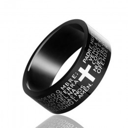 Czarny pierścień uniwersalny unisex dla kobiet mężczyzn z grawerem okrągły modny nowoczesny