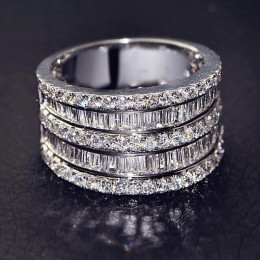 Duża cyrkonia kamień 925 srebro kolor obrączki dla kobiet obrączki ślubne biżuteria 2019 gorąca sprzedaż