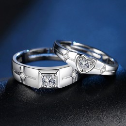 Wykwintne 925 Sterling srebrne dla zakochanych serca pierścienie dla kobiet mężczyzn klasyczne aaa cyrkonia zaręczynowe ślubne p