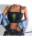 Weekeep klamra czarny haft smoka Tank Top kobiety przycięte Streetwear Sexy podkoszulki 2019 lato krótki Top typu bralette