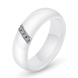 Moda białe czarne pierścienie ceramiczne dla kobiet gładka powierzchnia inkrustowany damski pierścionek z cyrkonią prezent zaręc