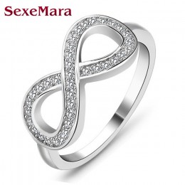 Moda cz nieskończoność nieskończona miłość claddagh 8 kształt 925 srebro pierścionki dla kobiet Plata/argento wypełnione biżuter