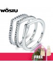 WOSTU 2019 Hot 100% 925 Sterling Silver Shimmering życzenie wieżowych Ring Finger dla kobiet moda oryginalna biżuteria prezent X