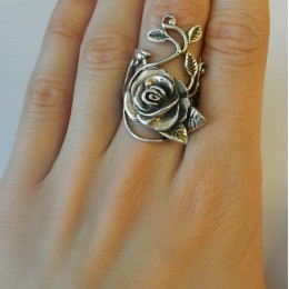 Handmade Antique kolor srebrny duży kwiat róży Carve pierścień ślub kwiatowe pierścienie dla kobiet zaręczyny antyczna biżuteria