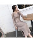 Koreański moda sweter sukienka kobiety dzianinowe swetry sukienki eleganckie kobiety wysokiej talii sweter sukienka Plus rozmiar