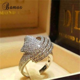 Bamos Winding Knot pierścionek krzyż wspaniały Hollow biały pierścień cz dla kobiet białe złoto wypełnione biżuteria retro obiet