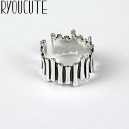 Moda w stylu Vintage 925 srebrny geometryczny pierścionek dla kobiet biżuteria regulowany rozmiar palec zaręczynowy S925 antyczn