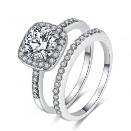 Moda kolor srebrny pierścień kobiety duży sześcienny pierścionek z cyrkonią VKME projekt Trend pierścień kobiet oświadczenie Par