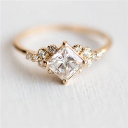 ROMAD kwadrat geometryczny pierścionki z cyrkonią dla kobiet ślubne kryształki w kolorze złota pierścionki kobiece dla ladys Cha
