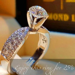 Krystaliczne białe cyrkonie kamienny pierścień proste okrągłe kobiece 925 srebrne wesele pierścień biżuteria obietnica obrączki 