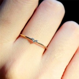ZHOUYANG pierścień dla kobiet małe serce cienki Knuckle pierścień AAA + CZ światło żółte złoto kolor codzienna moda biżuteria KA