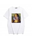 Mona Lisa cartoon zabawny modny nadruk T-shirt parodia osobowość moda Harajuku lato dorywczo luźna estetyka odzież damska