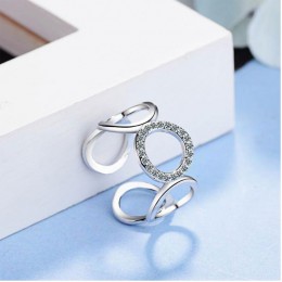 Anenjery 925 srebro pierścionki dla kobiet Trendy moda mozaika CZ cyrkon Resizable pierścienie bague femme S-R219