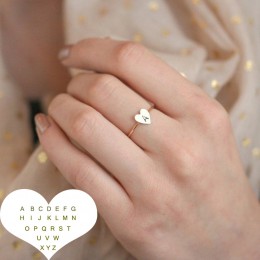 Regulowane spersonalizowane ręcznie srebrne pierścienie litery początkowe małe serce pierścienie dla kobiet złoty pierścień pier