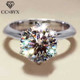 CC pierścienie dla kobiet S925 srebrne wesele pierścień biżuteria dla nowożeńców kamień okrągły przyjęcie zaręczynowe Bijoux Fem