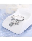 ANENJERY koreański mody wiszące cyrkon Tassel 925 Sterling Silver Rings dla kobiet regulowany biżuteria na palce S-R461