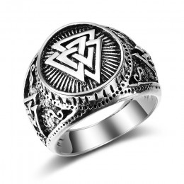 Nowa moda w stylu Vintage mężczyźni pierścień Viking Odin Logo trójkąt pierścienie biżuteria Wedding Party prezenty Drop Shippin