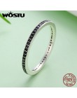 WOSTU autentyczne 925 Sterling Silver Finger wieżowych pierścienie z czarnym CZ dla kobiet moda biżuteria fajny prezent CQR114