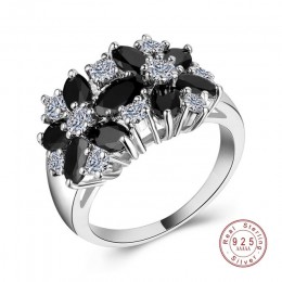 Czysta 925 Sterling srebrna iskrząca pierścionki dla kobiet dziewczyn Brilliant CZ kryształowa ślubna biżuteria zaręczynowa letn