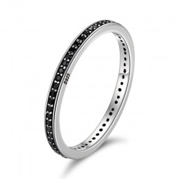 WOSTU autentyczne 925 Sterling Silver Finger wieżowych pierścienie z czarnym CZ dla kobiet moda biżuteria fajny prezent CQR114