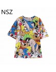 NSZ kobiety Cartoon nadruk anime T koszula z krótkim rękawem T-Shirt letnia koszulka koszule oversized bawełna Vogue Top Lion St
