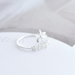 Świeży kwiat 925 srebro Temperament osobowość literacki moda prezent Korea kobieta Resizable pierścienie otwierające SRI172