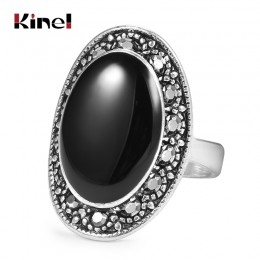 2020 Hot tanie owalne czarna emalia pierścień dla kobiet Antique srebrny kryształ prezent biżuteria ślubna w stylu Vintage Drop 