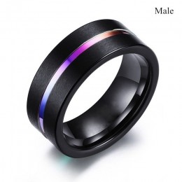 Miłośnicy mody pierścień Trendy Rainbow węglik wolframu męska pierścień śliczne kobiety fioletowy cyrkon zestaw pierścieni na ob