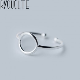 RYOUCUTE 100% prawdziwe 925 Sterling Silver biżuteria proste moda duże okrągłe pierścienie dla kobiet Bijoux oświadczenie antycz