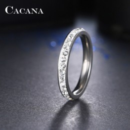 CACANA stalowe pierścienie ze stali nierdzewnej dla kobiet małe CZ Surround spersonalizowana moda biżuteria hurtowych