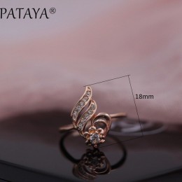 11.11 PATAYA nowa cena promocyjna kobiety codzienne pierścionki 585 różowe złoto zielone naturalne cyrkon biżuteria ślubna z bia