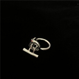 HUANZHI nowy 2019 moda geometryczny jednoprzyciskowy łańcuch Hollow srebrny Metal Hip hop pierścień dla kobiet dziewczyn Party p
