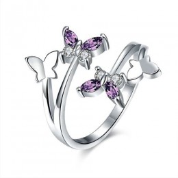 ERLUER nowy regulowany motyl kryształowe skrzydła pierścień dla kobiet biżuteria miłosna dziewczyny Trendy obrączki Fashion Part