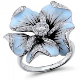 Moda srebrna emalia duże pierścionki ślubne z kwiatami dla kobiet unikatowy łabędź cyrkonia pierścionek zaręczynowy kobiece Part