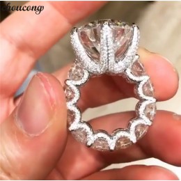 Choucong Vintage Flower obietnica Ring Finger 925 srebro AAAAA cz obrączka obrączki dla kobiet Party biżuteria